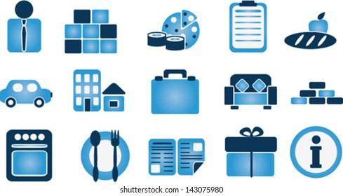 vector blue icons of different categories