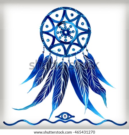 Vector blue illustration of dream catcher
