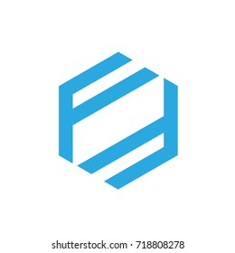 Vector Blue Initial F F Hive Logo
