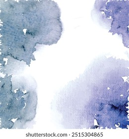 Tinta azul vetorial, efeito aquarela cor do vetor grunge splash