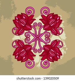 Vector Blue Invitation Card with floral ornament