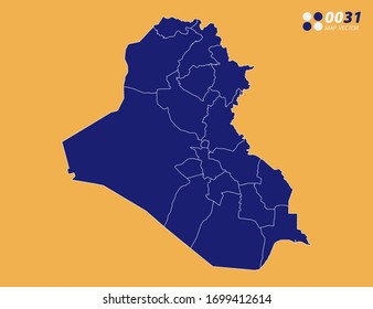 Vector blue of Iraq map on yellow background.