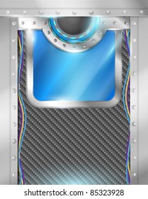 vector blue iron carbon with shiny circle