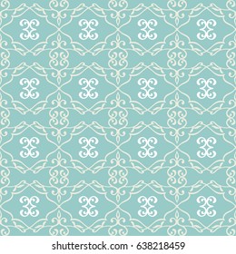 Vector Blue Islamic pattern. Seamless Arabic Floral Geometric Pattern.Traditional Muslim Background. Oriental Ornaments. Ramadan Kareem. Arabesque. East culture