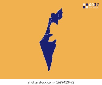 Vector blue of Israel map on yellow background.