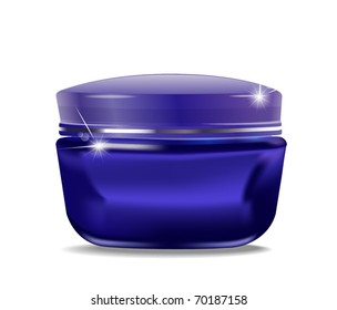 Vektorillustration-blaues Glas mit Kosmetikcreme