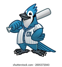 Vector Of Blue Jay Baseball Cartoon Mascot