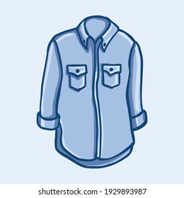 Vector blue jean shirt isolated. Classic denim jacket on a white background. Modern illustration, sketch.