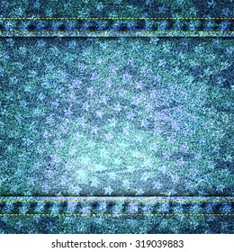 Vector blue jeans texture illustration with stars. EPS 10