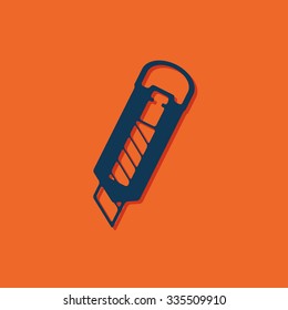 Vector blue knife icon on orange background 