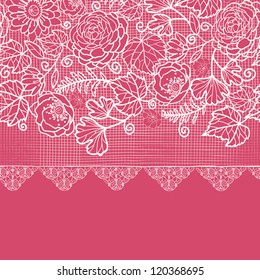 Vector Blue lace flowers elegant horizontal seamless pattern background ornament with hand drawn line art floral elements.