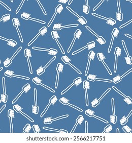 Vector blue larger toothbrush simple monochrome repeat pattern. Perfect for fabric, scrapbooking and wallpaper projects.