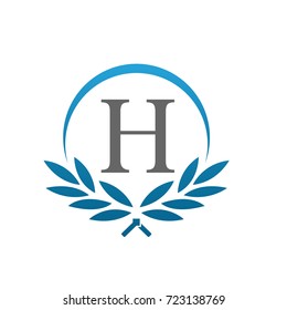 Vector Blue Laurel Set Initial H Logo