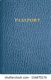 vector blue leather passport cover