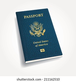 vector blue leather USA passport
