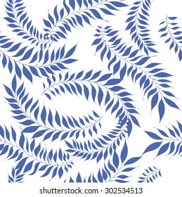 Vector blue leaves texture pattern.Seamless pattern can be used for wallpaper,pattern fills,web page background,surface textures