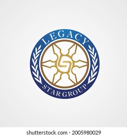 Logotipo del grupo estrella de la herencia azul del vector