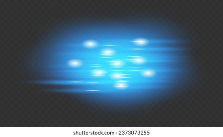 vector blue lens flares on transparent background