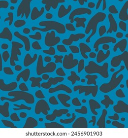Vector blue leopard seamless pattern with hand drawn Repeat Design