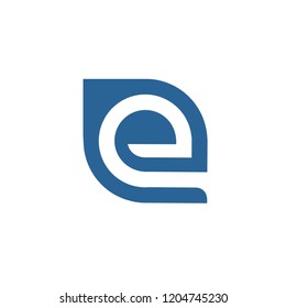 Vector Blue Letter E Leaf Shape