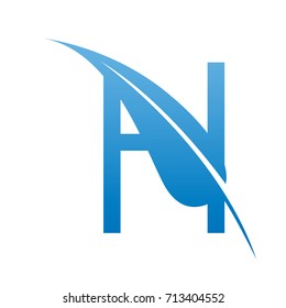 Vector Blue Letter H Botanical Leaf Logo