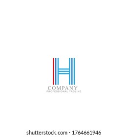 Plantillas de logotipo de la letra azul vectorial H aisladas en fondo blanco. Diseño de líneas modernas. 