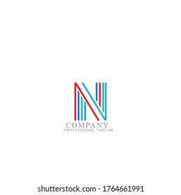 Plantillas de logotipo de la letra azul vectorial N aisladas en fondo blanco. Diseño de líneas modernas. 