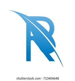 Vector Blue Letter R Botanical Leaf Logo