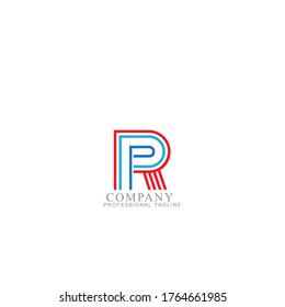 Plantillas de logotipo de la letra azul vectorial R aisladas en fondo blanco. Diseño de líneas modernas. 