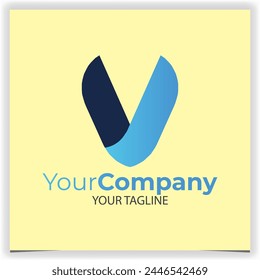 Vector blue letter v logo design template