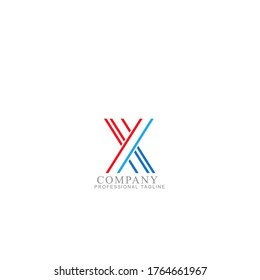 Plantillas de logotipo de la letra azul vectorial X aisladas en fondo blanco. Diseño de líneas modernas. 
