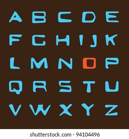 Vector blue letters on a brown background
