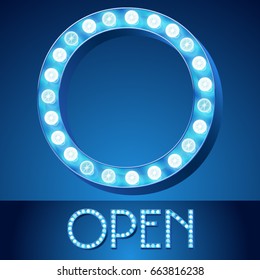 Vector blue light up alphabet. Letter O