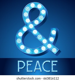 Vector blue light up alphabet. Symbol