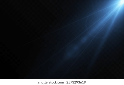 Vector blue light png. Blue flash of light. Glare from light.