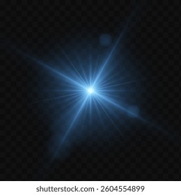 Vector blue light png. Blue flash of light. Glare from light.