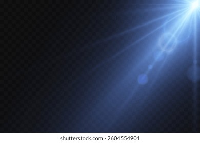 Vector blue light png. Blue flash of light. Glare from light.