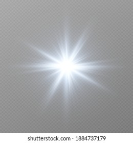 Vector blue light. Sun, sun rays, flare, dawn png. Explosion of blue light. Blue Star PNG. Blue flash png.