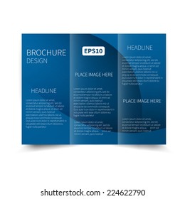 Vector blue lights tri-fold brochure design template with abstract background EPS10 Tri-Fold Mock up & back Brochure Design