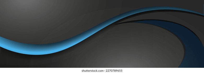 Vector blue line background curve element with black space for text and message design, overlapping layers