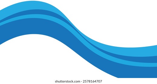 Vector blue line background curve element with white space for text and message design, overlapping layers, vector