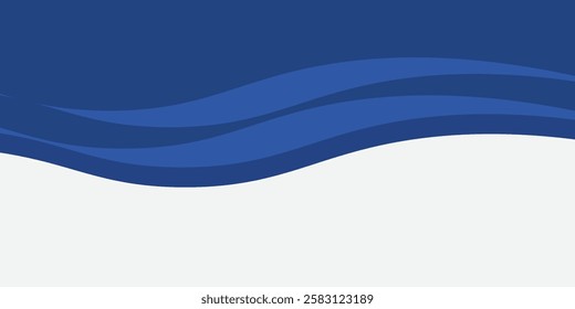 Vector blue line background curve element with white space for text and message design, overlapping layers	