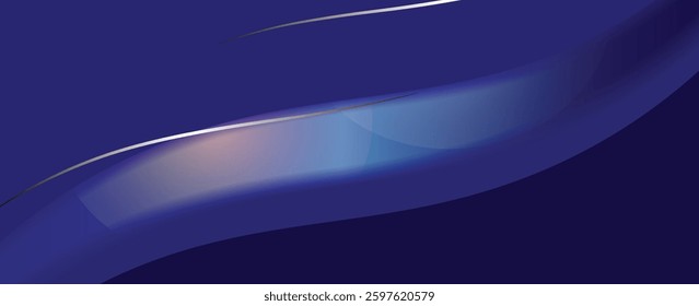 Vector blue line background curve element with black space for text and message design, overlapping layers