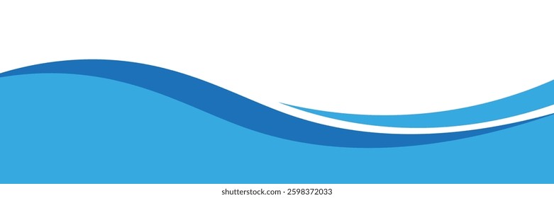 Vector blue line background curve element with white space for text and message design, overlapping layers, vector