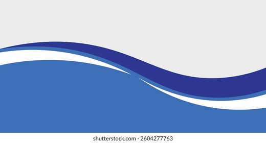 Vector blue line background curve element with white space for text and message design, overlapping layers, vector