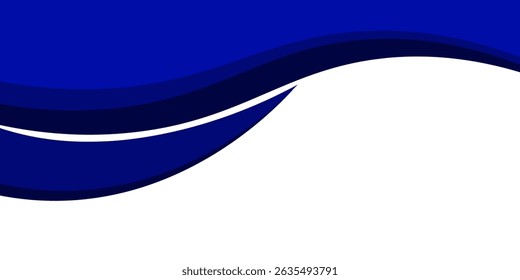 Vector blue line background curve element with white space for text and message design, overlapping layers, vector