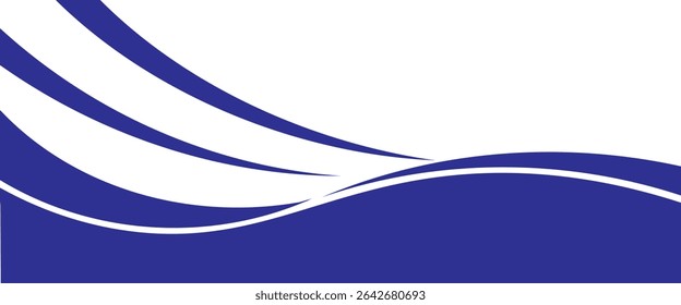 Elemento de curva de fondo de línea azul de Vector con espacio en blanco para el diseño de texto y mensajes, capas superpuestas. Ilustración vectorial.