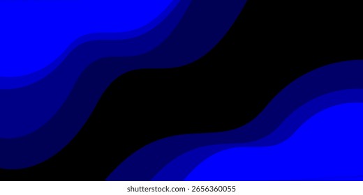 Vektor blaue Linie Hintergrundkurvenelement mit schwarzem Leerzeichen für Text und Nachrichtendesign, überlappende Ebenen	
