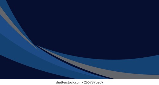 Vector blue line background curve element with black space for text and message design, overlapping layers