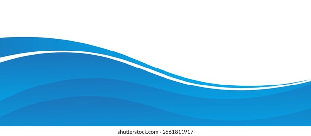 Vector blue line background curve element with white space for text and message design, overlapping layers, vector
